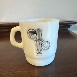 3.5" VNTG Galaxy Milk Glass Mug - Lincoln/Mercury/Merkur, Chicago Heights, Ill